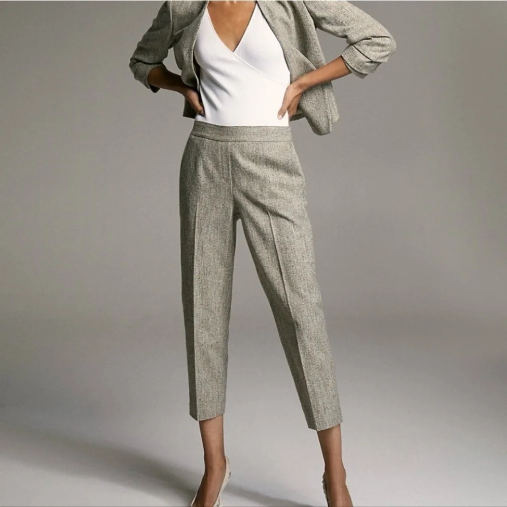 Aritzia Babaton Conan Pant Speckled Tweed Cotton Wool Silk Blend Crop Trouser 2
